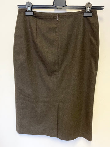 MULBERRY BROWN WOOL PENCIL SKIRT SIZE 10