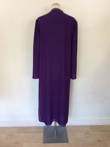 JACQUES VERT PURPLE EMBROIDERED LONG DUSTER COAT SIZE 16