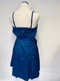 TED BAKER KINGFISHER COTTON STRAPLESS / STRAPPY OCCASION DRESS SIZE 1 UK 8