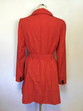HOBBS RED DOUBLE BREASTED TIE BELT TRENCH COAT/ MAC SIZE 12