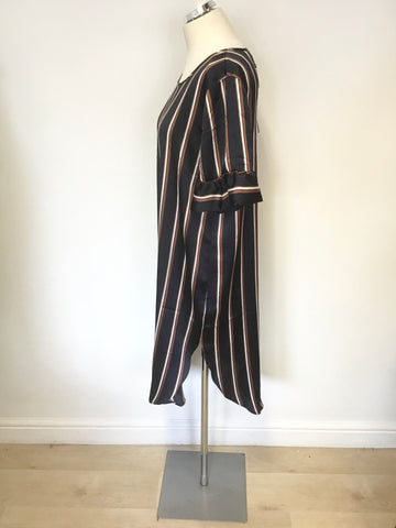 BRAND NEW KAFFE NAVY BLUE STRIPED KORNELIA SHORT SLEEVE TUNIC DRESS SIZE 42 UK 14