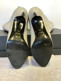 DOLCIS LIGHT GREY LEATHER BOW TRIM HEEL BOOTS SIZE 5.5/38.5