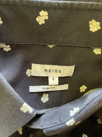 REISS PROVOST BLACK & WHITE FLORAL DAISY PRINT SHIRT SIZE S
