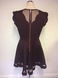 TED BAKER SHARLOT MAROON MESH INSERT SKATER DRESS SIZE 4 UK 14