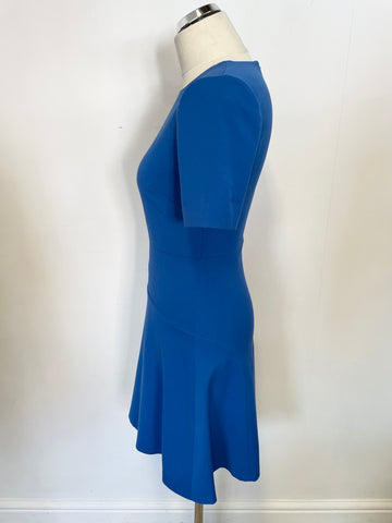 HOBBS OCEAN BLUE SHORT SLEEVE FIT & FLARE DRESS SIZE 8