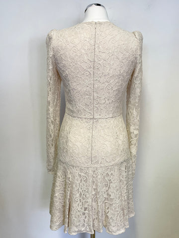 REISS 1971 ROSALIN NUDE PINK LACE LONG SLEEVE SPECIAL OCCASION DRESS SIZE 8