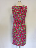 PHASE EIGHT ROSE FLORAL PRINT STRETCH PENCIL DRESS SIZE 14