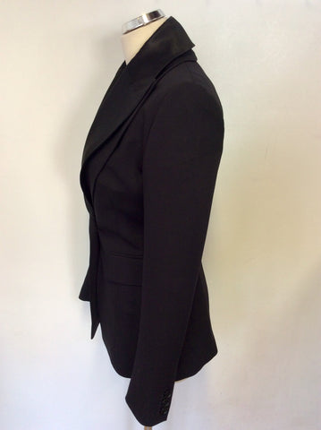KAREN MILLEN BLACK DETACHABLE SATIN TUX COLLAR JACKET SIZE 10