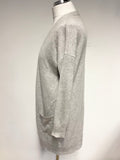 MARKS & SPENCER AUTOGRAPH 100% CASHMERE SILVER GREY LONG CARDIGAN SIZE S