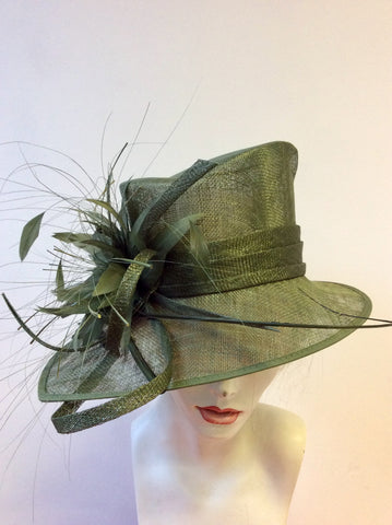 BETH MORGAN DARK FOREST GREEN FLOWER TRIM FORMAL HAT