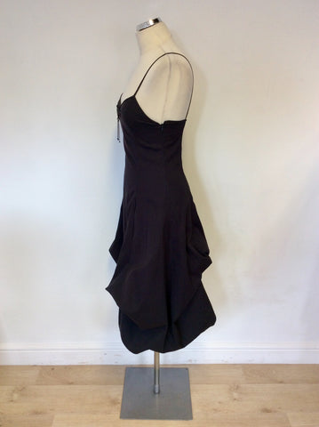 EMPORIO ARMANI BLACK COTTON STRAPPY PARACHUTE SKIRT DRESS SIZE 12 FIT UK 8/10