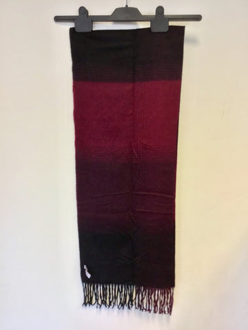 BRAND NEW ENZO MONTANAMI BLACK & DEEP REDS 100% CASHMERE SCARF