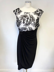 CONNECTED APPAREL BLACK & WHITE SPECIAL OCCASION SLEEVELESS PENCIL DRESS SIZE 14 UK 18