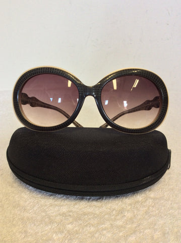 VINTAGE BURBERRY DARK BROWN & CREAM TRIM SUNGLASSES