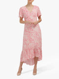 LILY AND LIONEL ‘SAGE’ PINK BLOSSOM SHORT SLEEVE MAXI DRESS SIZE XS UK 8/10