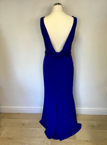 COAST BLUE LOW COWL BACK LONG EVENING DRESS SIZE 14