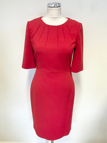HOBBS RED SHORT SLEEVED PENCIL DRESS SIZE 10