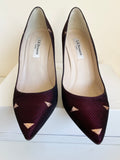 LK BENNETT FERN RUBY JACQUARD FABRIC & LEATHER HEELS SIZE 4/37