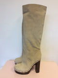 BRAND NEW MICHAEL KORS BEIGE SUEDE STUD TRIM PLATFORM BOOTS SIZE 7/40
