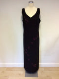 JACQUES VERT BLACK BEADED & SEQUINNED LONG DRESS & JACKET SIZE 18