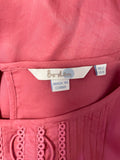 BODEN DEEP ROSE PINK 3/4 SLEEVE SILK BLEND TOP SIZE 12
