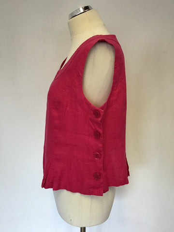 HOBBS FUCHSIA PINK LINEN SLEEVELESS YACHT TOP SIZE 12