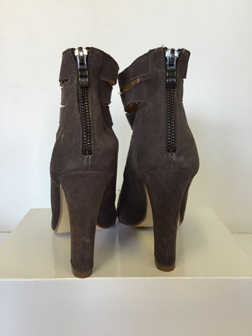 BRAND NEW STEVE MADDEN BROWN SUEDE CUT OUT DESIGN HEELED ANKLE BOOTS SIZE 6/39.5
