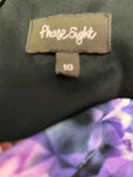 PHASE EIGHT BLACK & MULTI COLOURED FLORAL PANELLED STRETCH JERSEY PENCIL DRESS SIZE 10