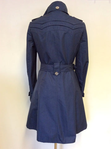 KAREN MILLEN DARK BLUE TRENCH COAT/MAC SIZE 10