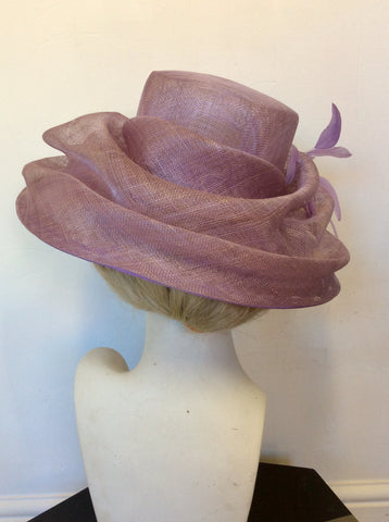 JACQUES VERT LILAC FLOWER & FEATHER TRIM FORMAL HAT