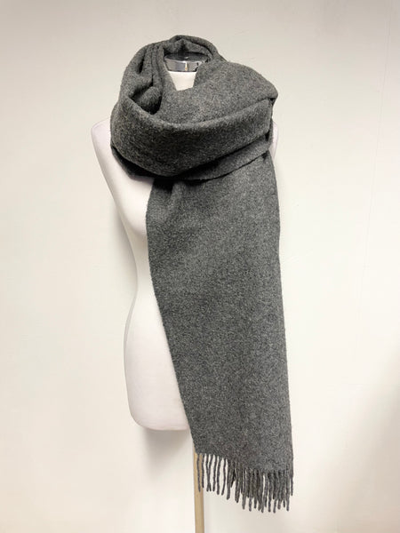 UNBRANDED GREY WOOL LARGE FRINGED WRAP,SCARF