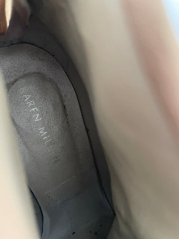 KAREN MILLEN CAMEL LEATHER PEEP TOE SHOE BOOTS SIZE 5/38