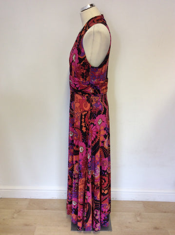 PHASE EIGHT MULTI COLOUR PRINT MAXI DRESS SIZE 16