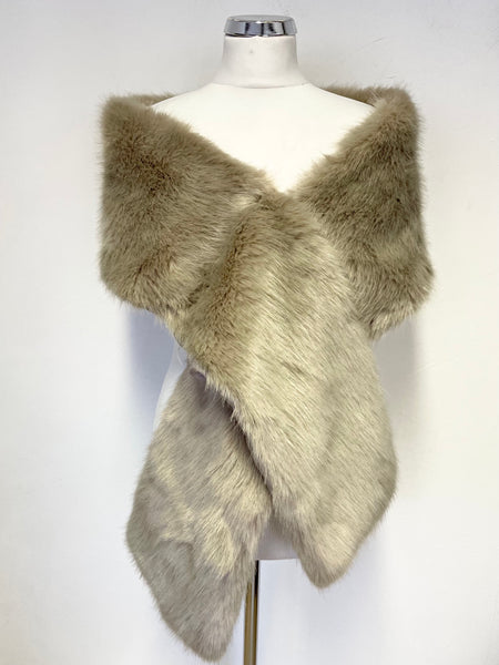 BRAND NEW HOBBS GABRIELLA NATURAL FAUX FUR WRAP ONE SIZE