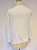 JIGSAW WHITE SCOOP NECK COTTON CARDIGAN SIZE 12
