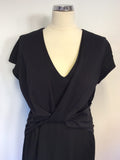 REISS BLACK MADDOX TWIST FRONT V NECKLINE DRESS SIZE 12