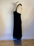 DONNA RICCO BLACK SILK BEADED HALTERNECK COCKTAIL/EVENING DRESS SIZE 12