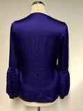 REISS MIDNIGHT BLUE PLEATED SLEEVE BLOUSE SIZE 10