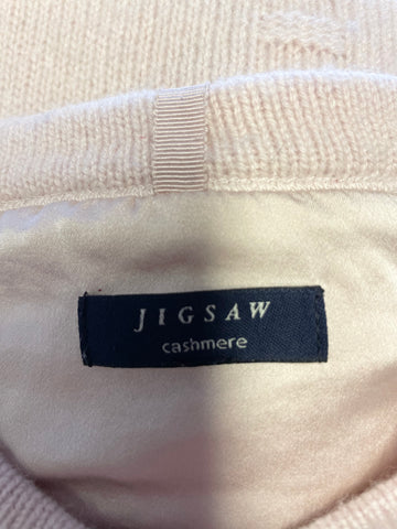 JIGSAW 100% CASHMERE PALE PINK LONG SLEEVE CARDIGAN SIZE S