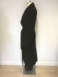 JAEGER BLACK WOOL TIE BELT FULL LENGTH COAT SIZE 16