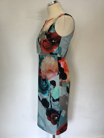 BRAND NEW COAST MULTI COLOURED FLORAL PRINT PENCIL DRESS SIZE 10