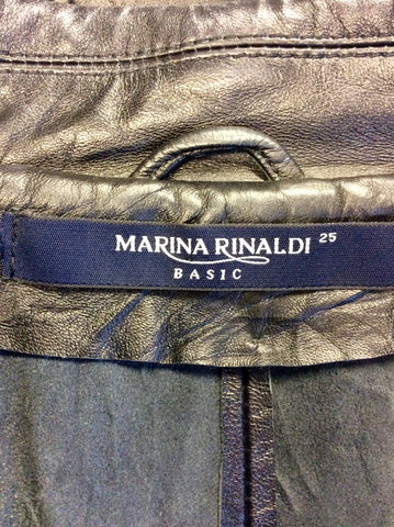 ITALIAN MARINA RINALDI BLACK SOFT LEATHER V NECK JACKET SIZE 25 UK 20