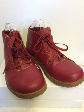 BRAND NEW COTTON TRADERS RED LACE UP LEATHER BOOTS SIZE 5/38