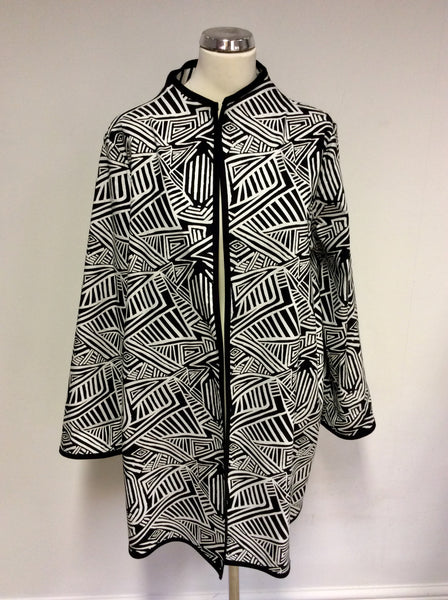 BRAND NEW JOSEPH RIBKOFF BLACK & WHITE PRINT REVERSIBLE LONG JACKET SIZE 18