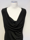 STAR BY JULIEN MACDONALD BLACK SLEEVELESS COWL NECK LONG EVENING DRESS SIZE 16