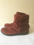 HOTTER DEEP RED / WINE SUEDE TASSEL TRIM SUEDE ANKLE BOOTS SIZE 5.5/38.5