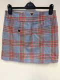 JOULES LIGHT BLUE & RED CHECK WOOL MINI SKIRT SIZE 12