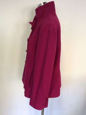 HOBBS FUSHIA PINK WOOL & CASHMERE SHORT COAT SIZE 14