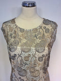 BRAND NEW GINA BACCONI SILVER GREY & PALE GOLD LACE SPECIAL OCCASION DRESS SIZE 18