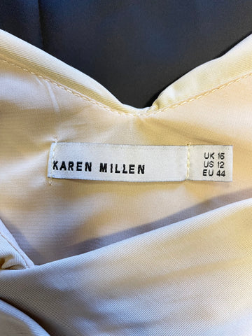 KAREN MILLEN BLACK & CREAM SHORT SLEEVE SPECIAL OCCASION PENCIL DRESS SIZE 16